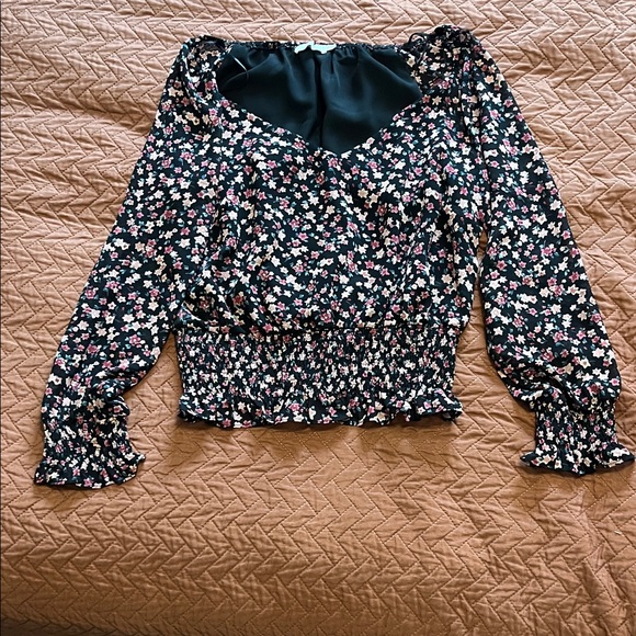 Lush Tops - Lush Black Floral Blouse